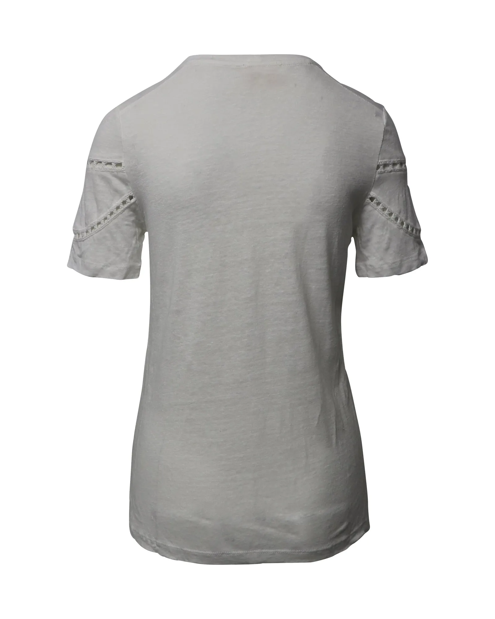 Maje Turan Lace Inserts T-shirt in White Linen