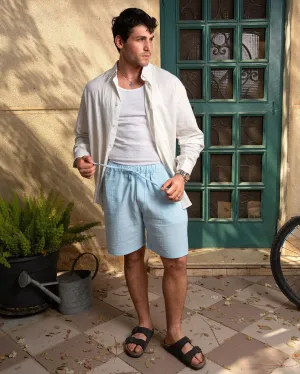 Male Baby Blue Crinkled Shorts