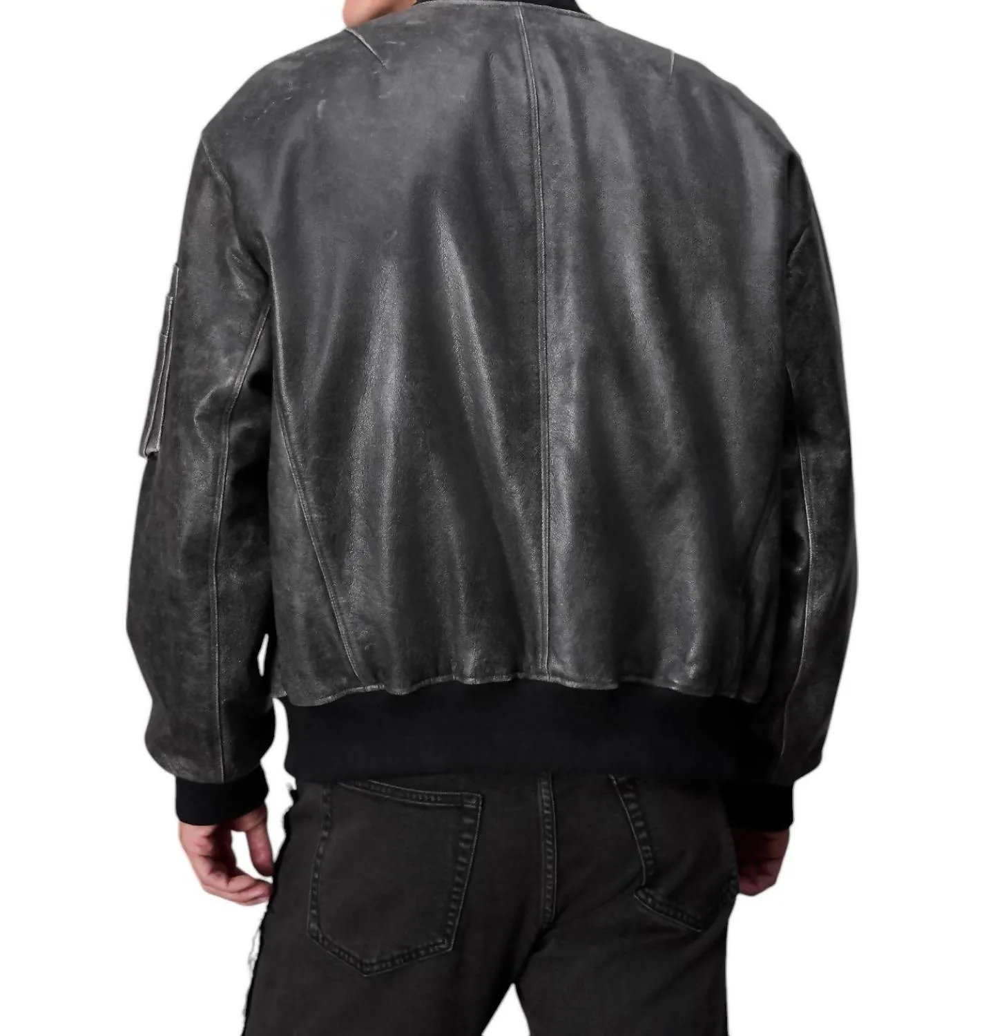 Manston Leather Bomber Jacket In Black