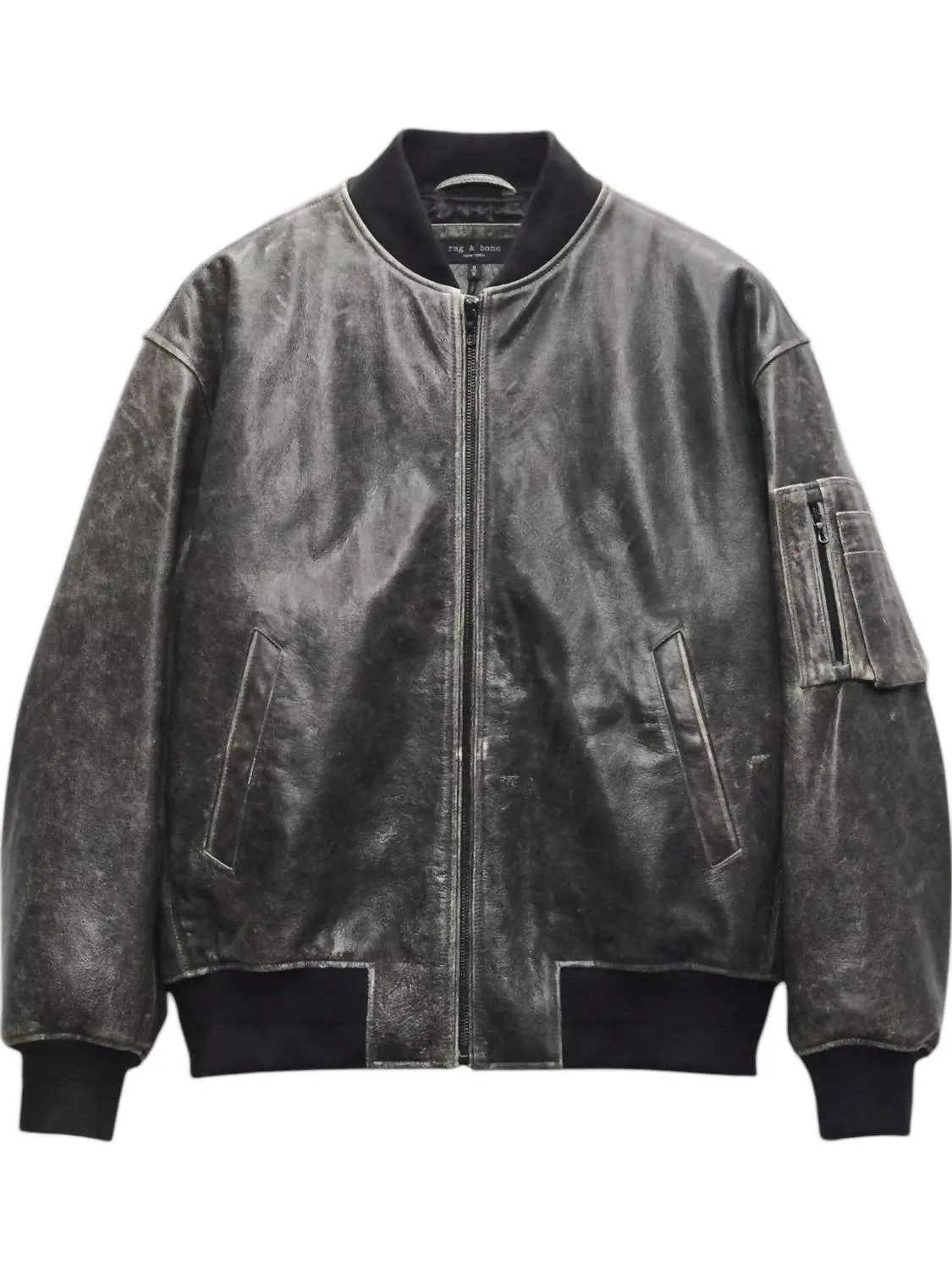 Manston Leather Bomber Jacket In Black