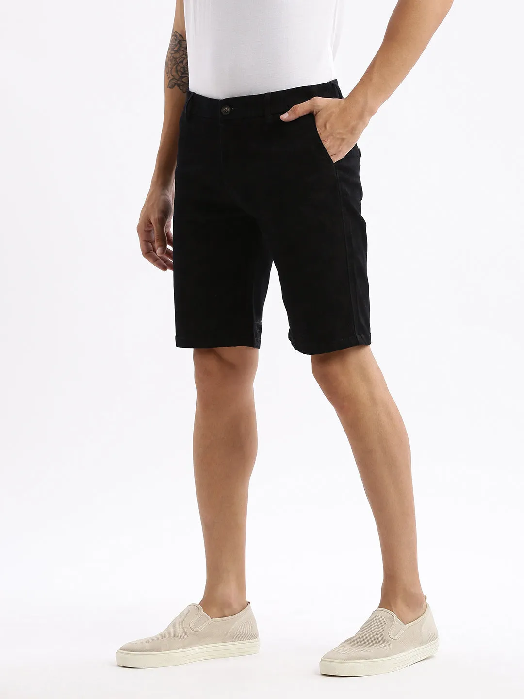 Men Abstract Brown Cotton Shorts