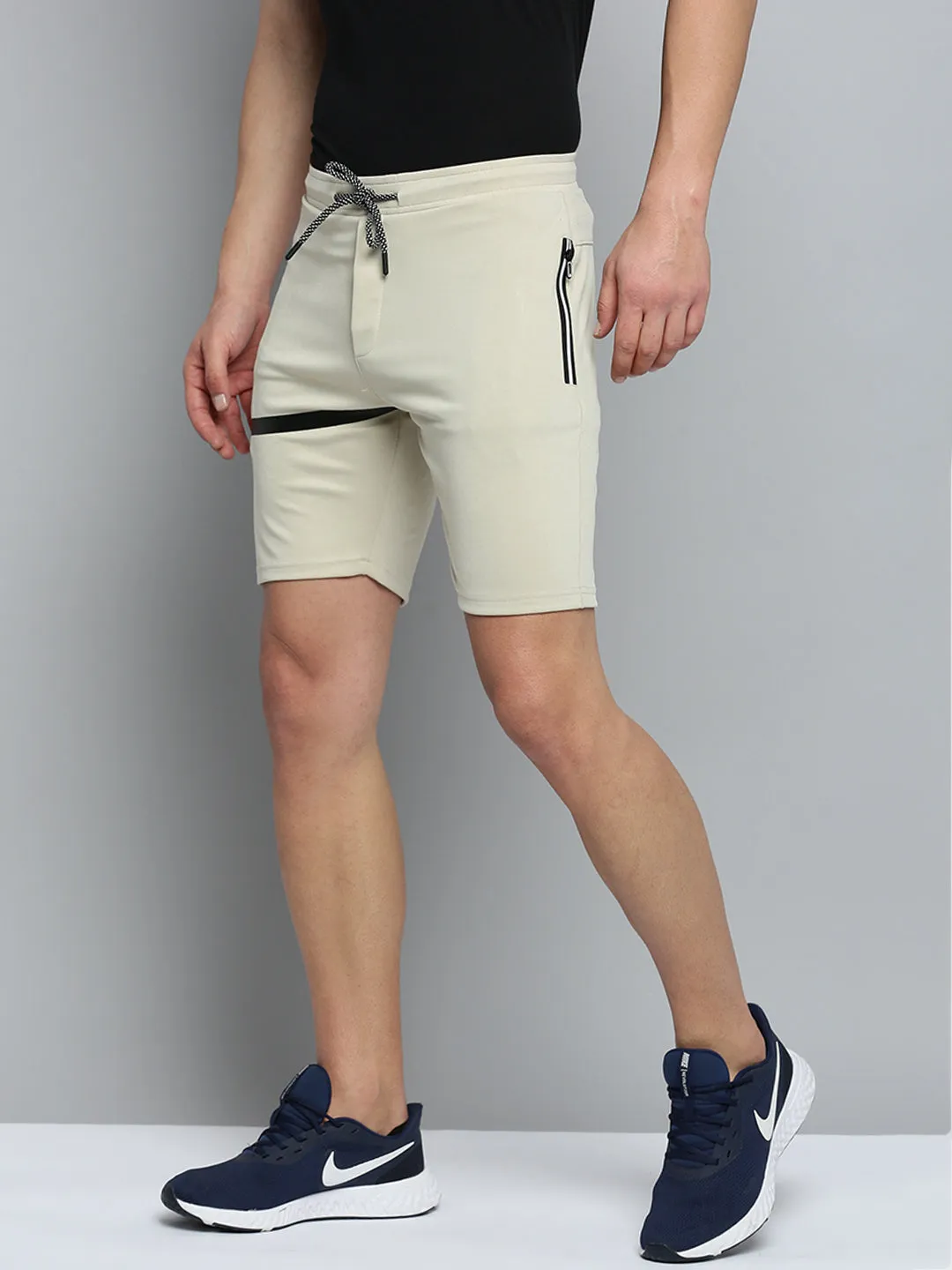 Men Beige Regular Fit Sports Shorts