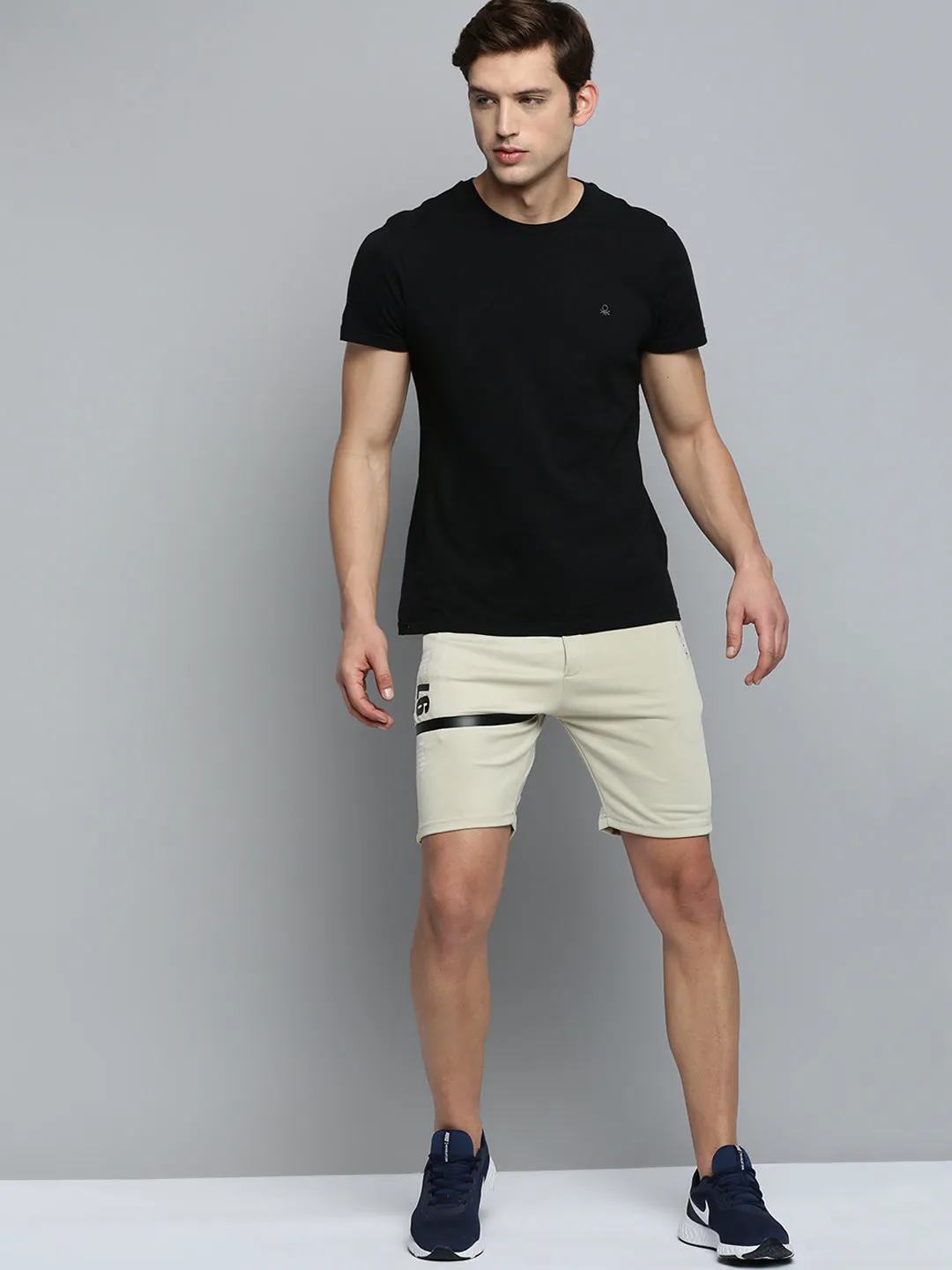 Men Beige Regular Fit Sports Shorts