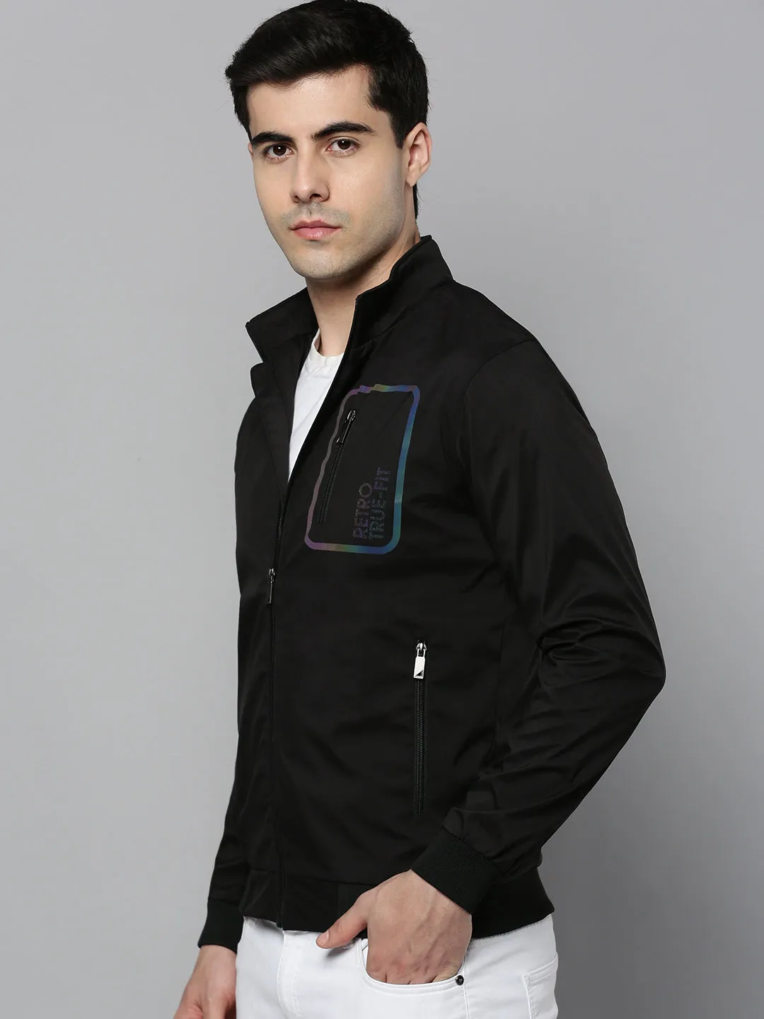 Men Black Bomber Jacket