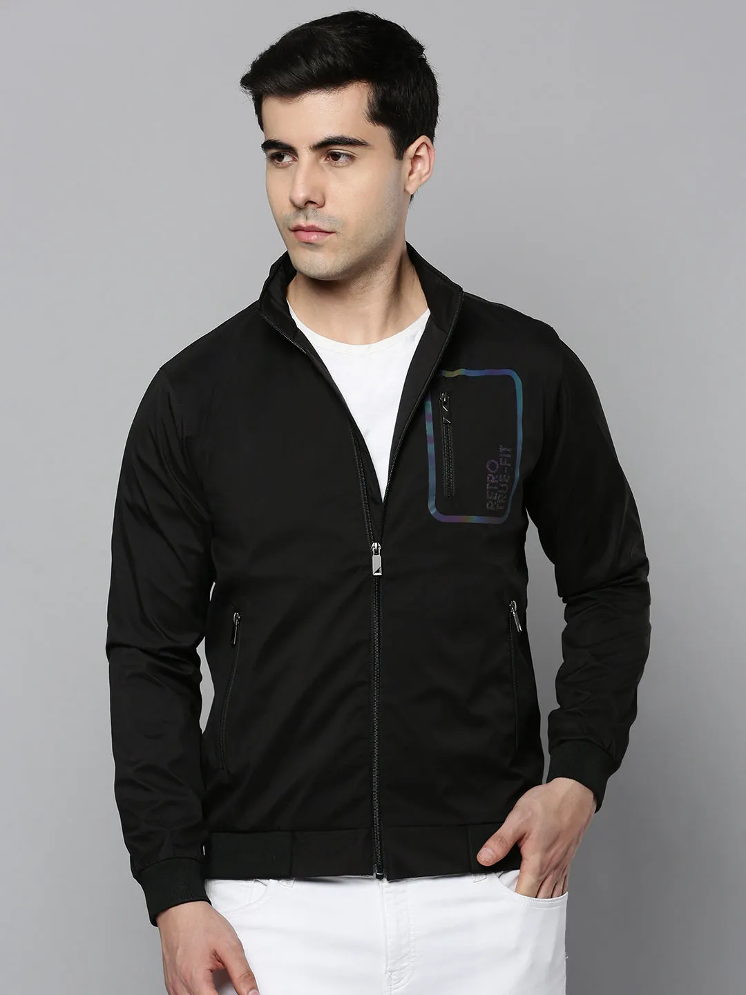 Men Black Bomber Jacket