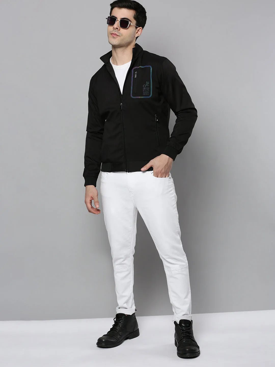 Men Black Bomber Jacket
