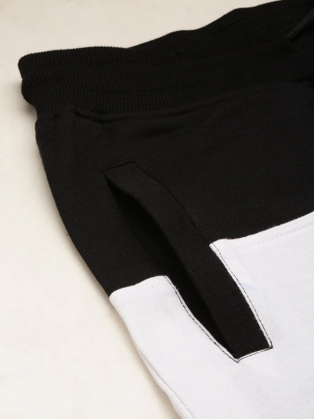 Men Black Colour blocked Cotton Mid-Rise Sports Shorts