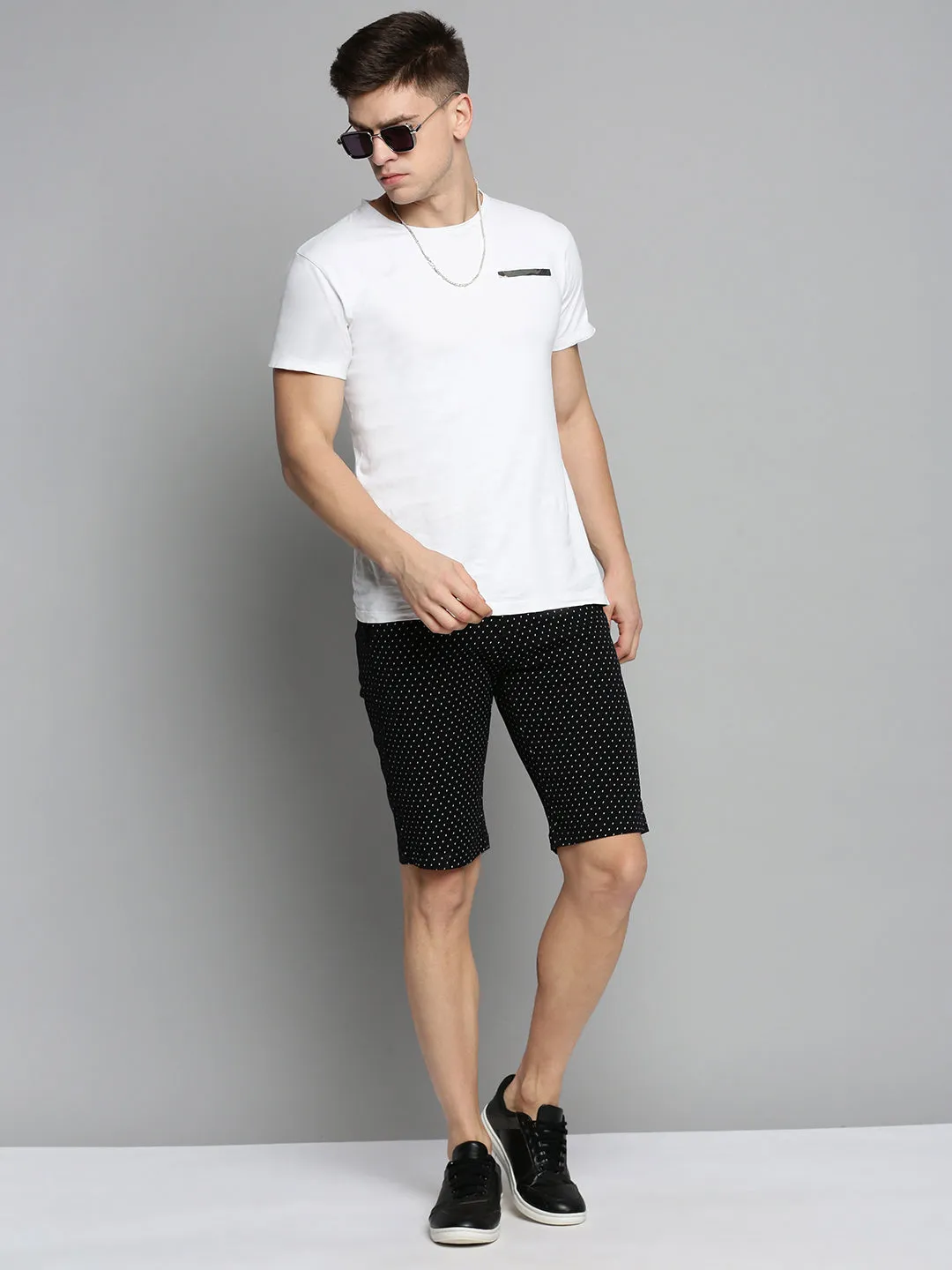 Men Black Printed Shorts