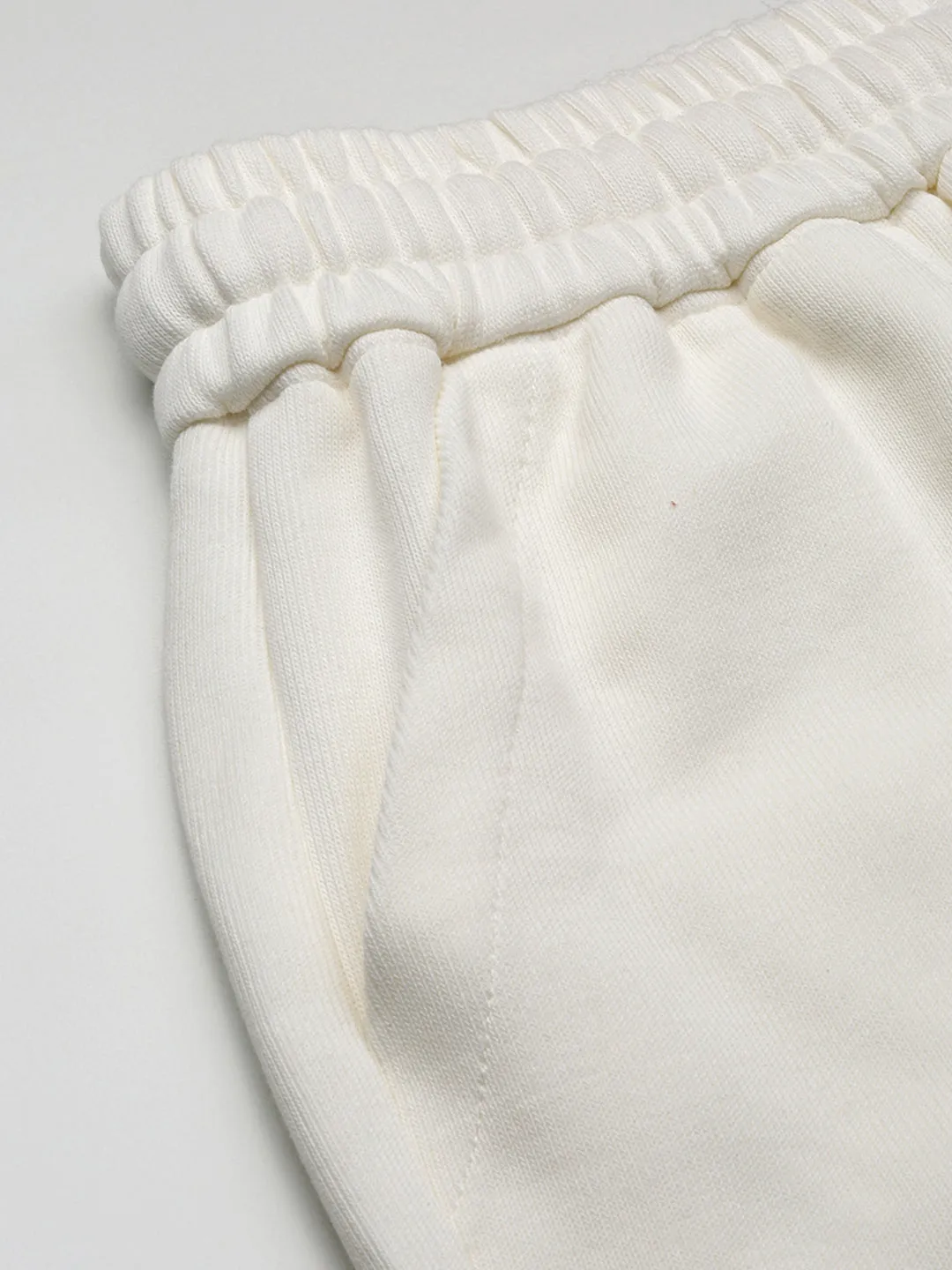 Men Cream Solid Shorts