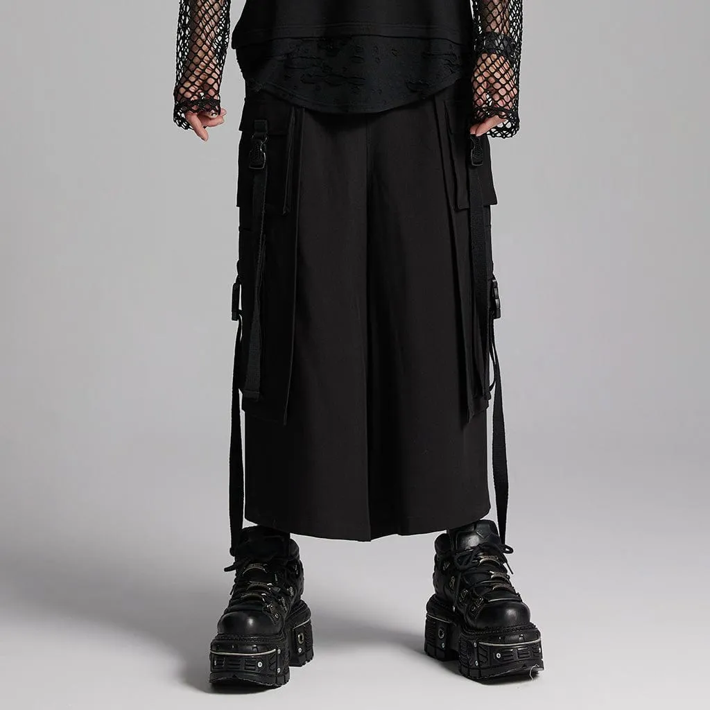 Men's Cyberpunk Buckle-up Big-pocket Pants