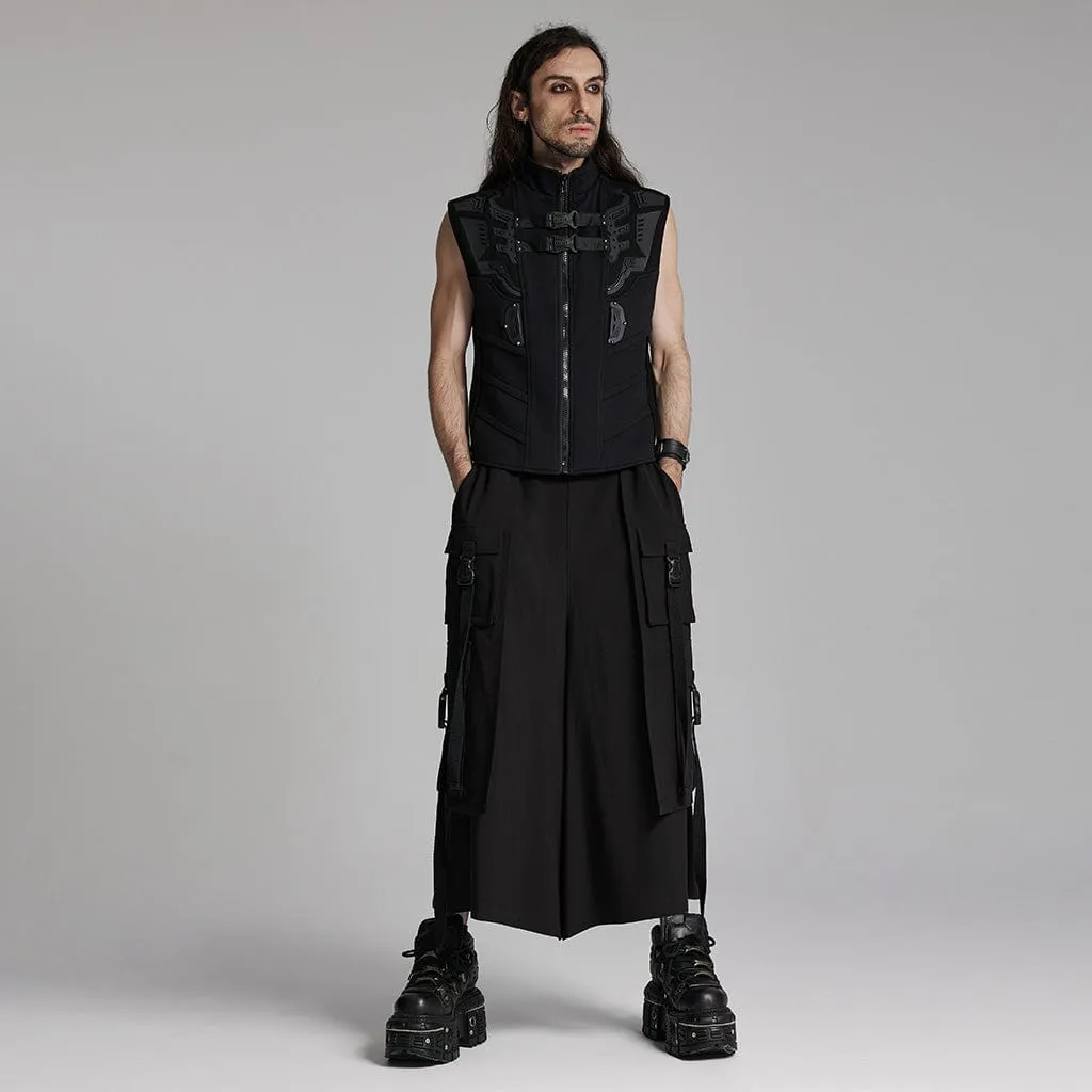 Men's Cyberpunk Buckle-up Big-pocket Pants