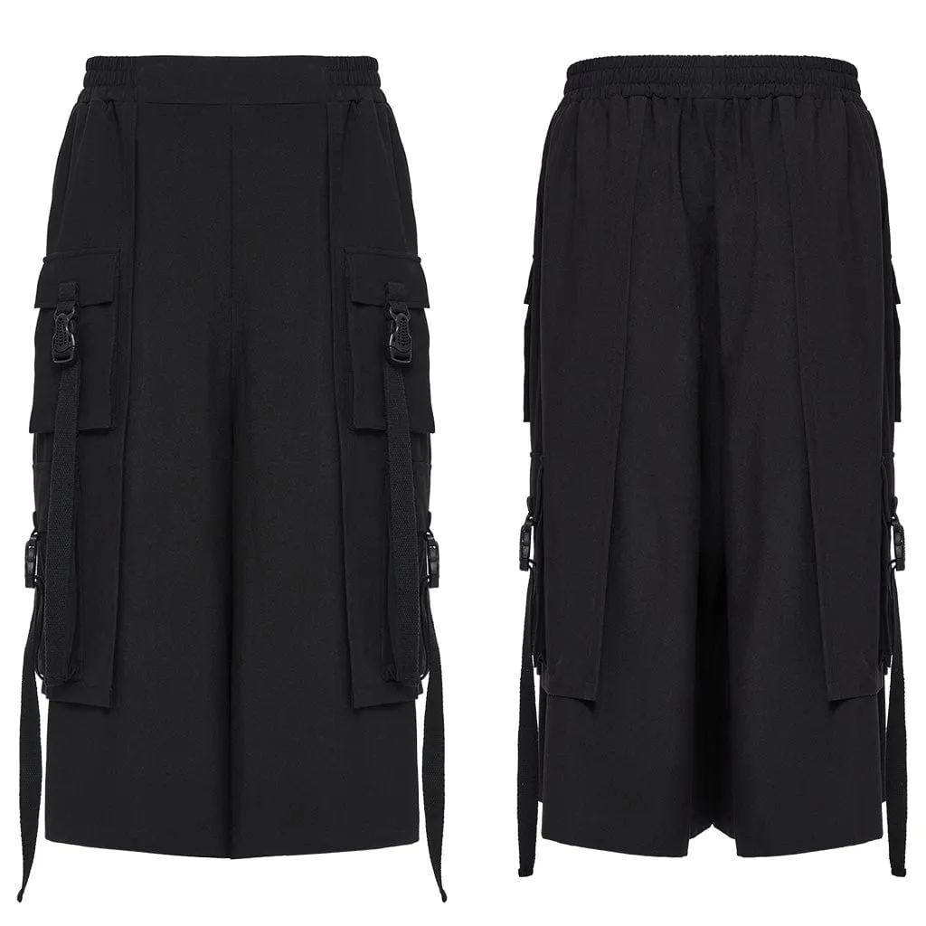 Men's Cyberpunk Buckle-up Big-pocket Pants
