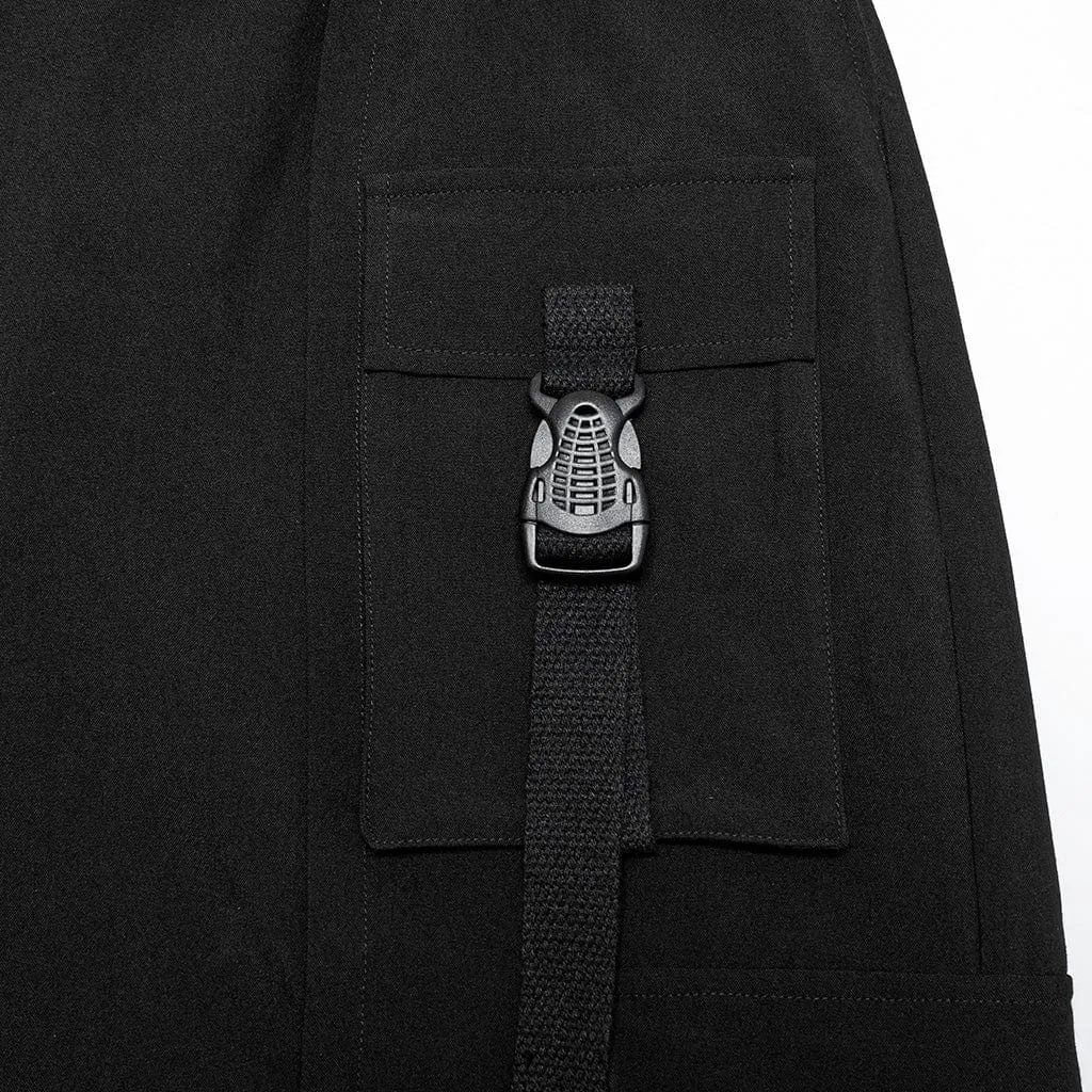 Men's Cyberpunk Buckle-up Big-pocket Pants