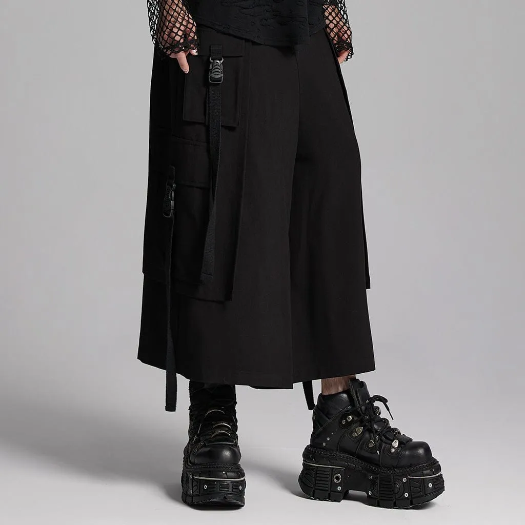 Men's Cyberpunk Buckle-up Big-pocket Pants