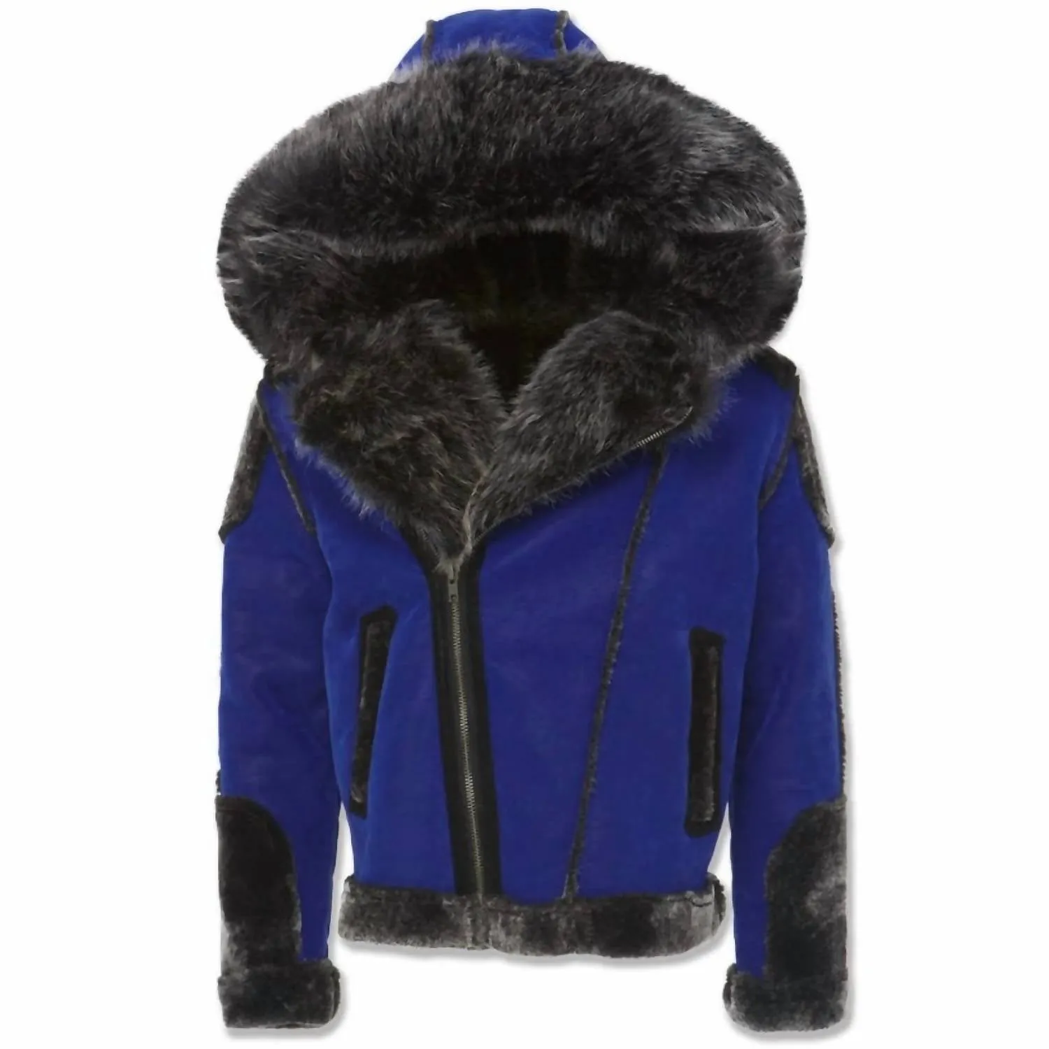 Men's El Jefe Shearling Moto Jacket In Racer Blue