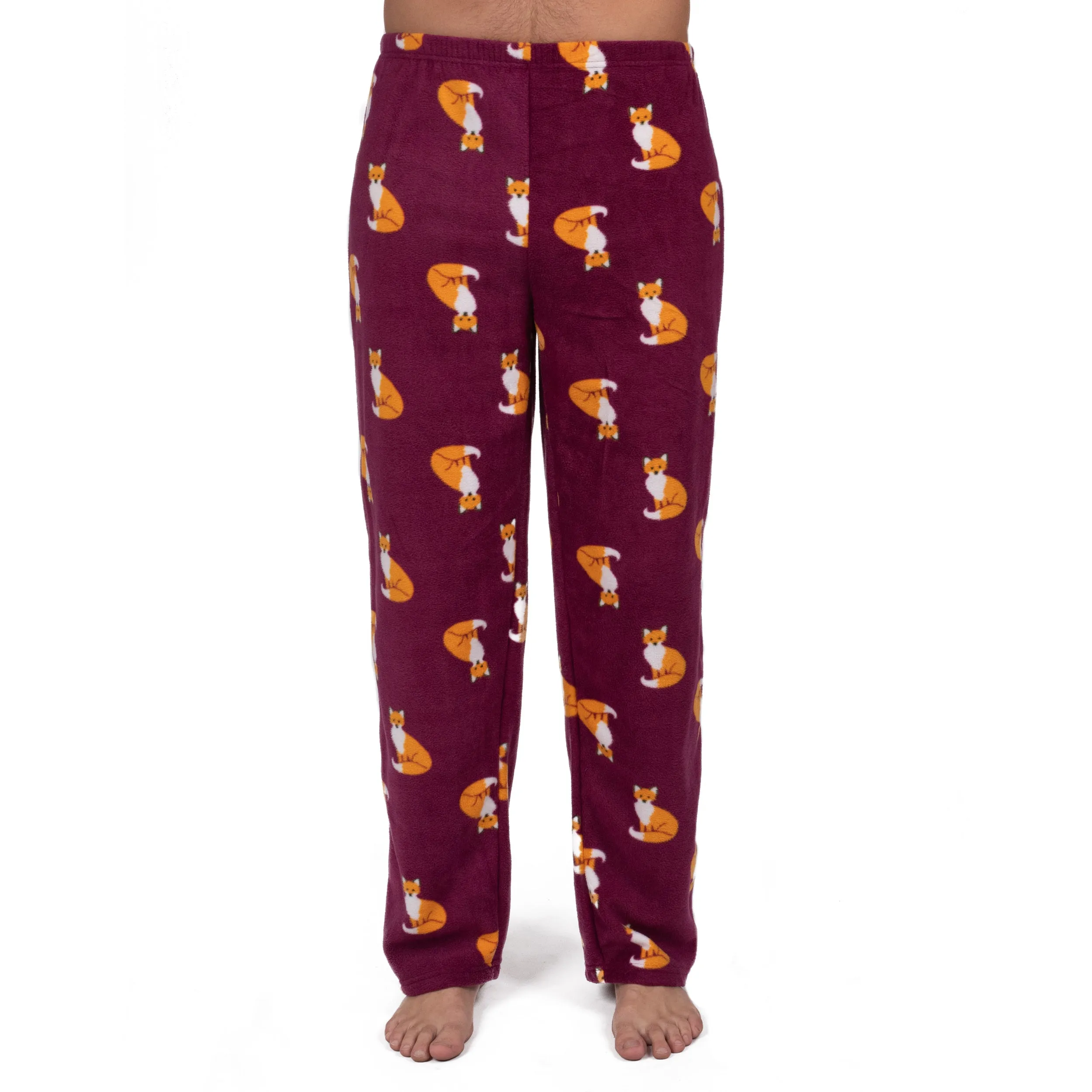 Mens Fleece Pajama Pants Fox