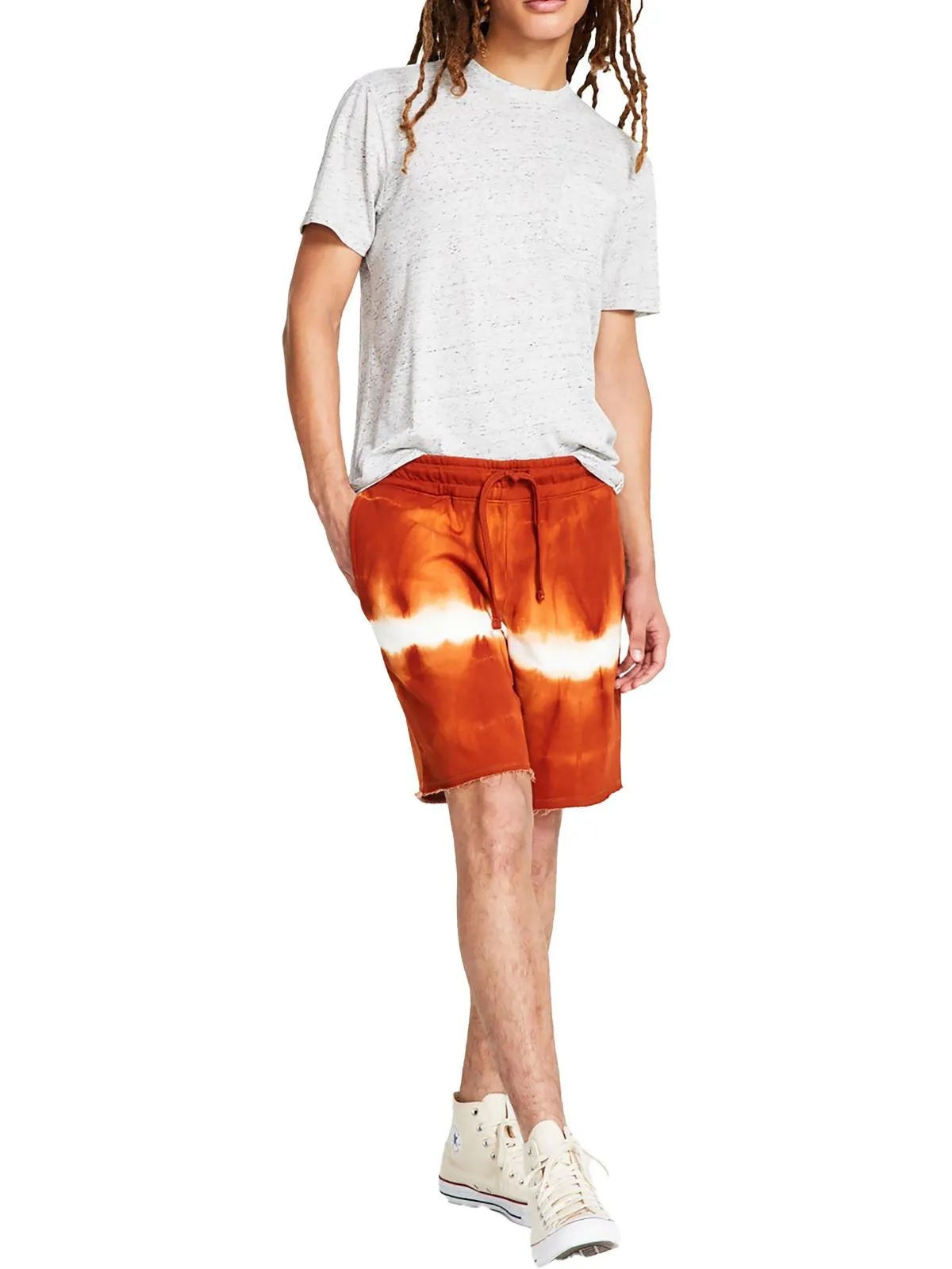 Mens Fleece Tie Dye Cutoff Shorts