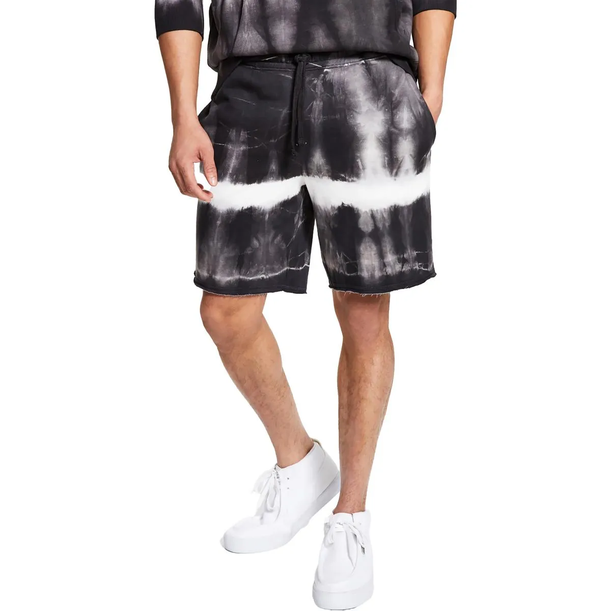 Mens Fleece Tie Dye Cutoff Shorts