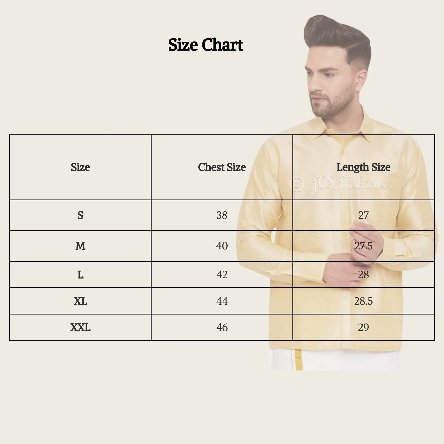 Men's Gold Silk Blend Ethnic Shirt. Veshti Shirt, Indian Traditional Shirt