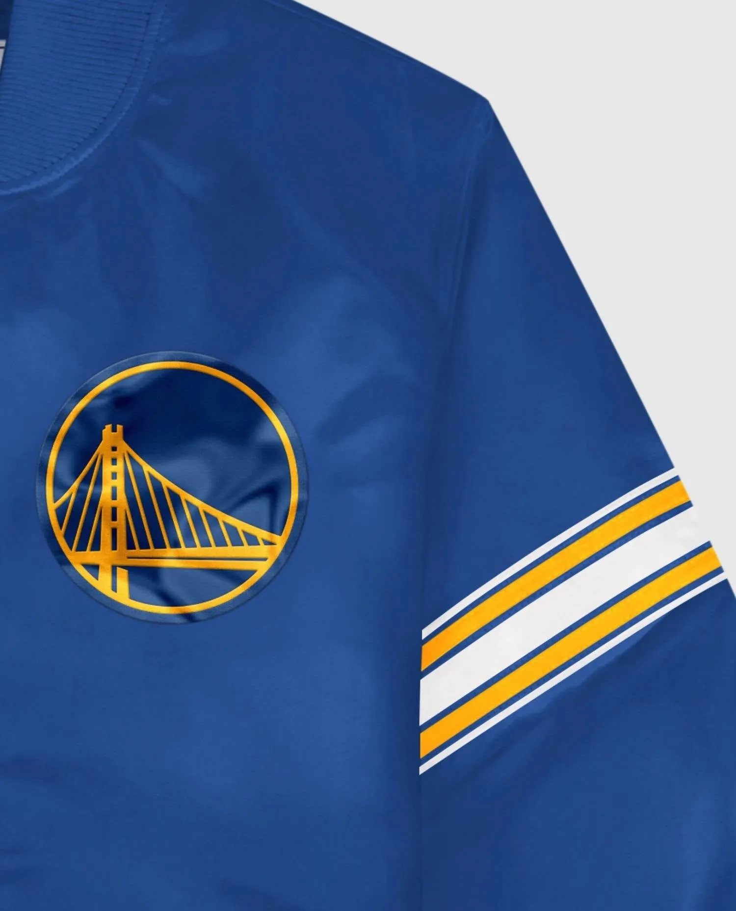 Men's Golden State Warriors Satin Full Snap Jacket In Blue