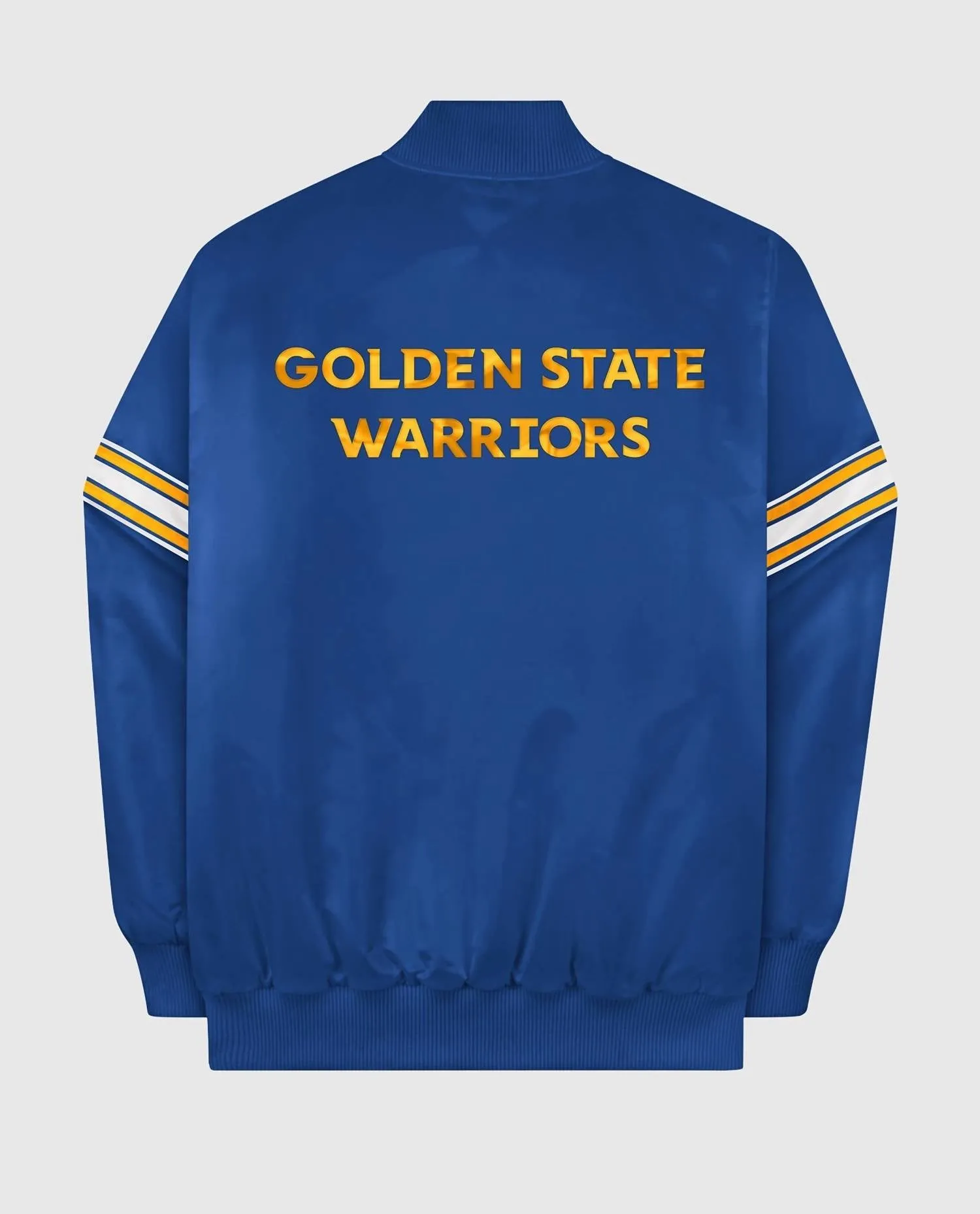 Men's Golden State Warriors Satin Full Snap Jacket In Blue