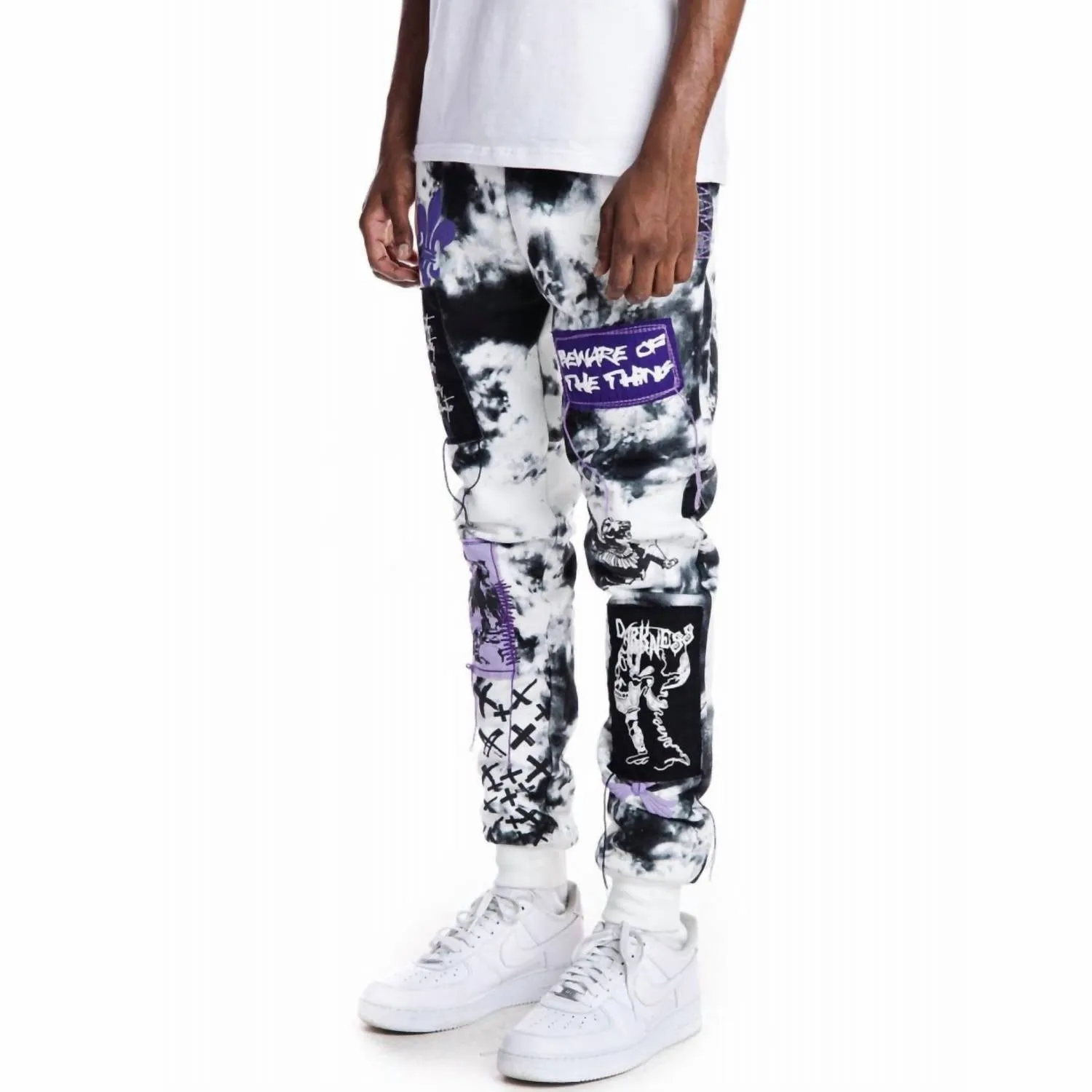 Men's Gothic Fashion Fleece Jogger In Cloud Black