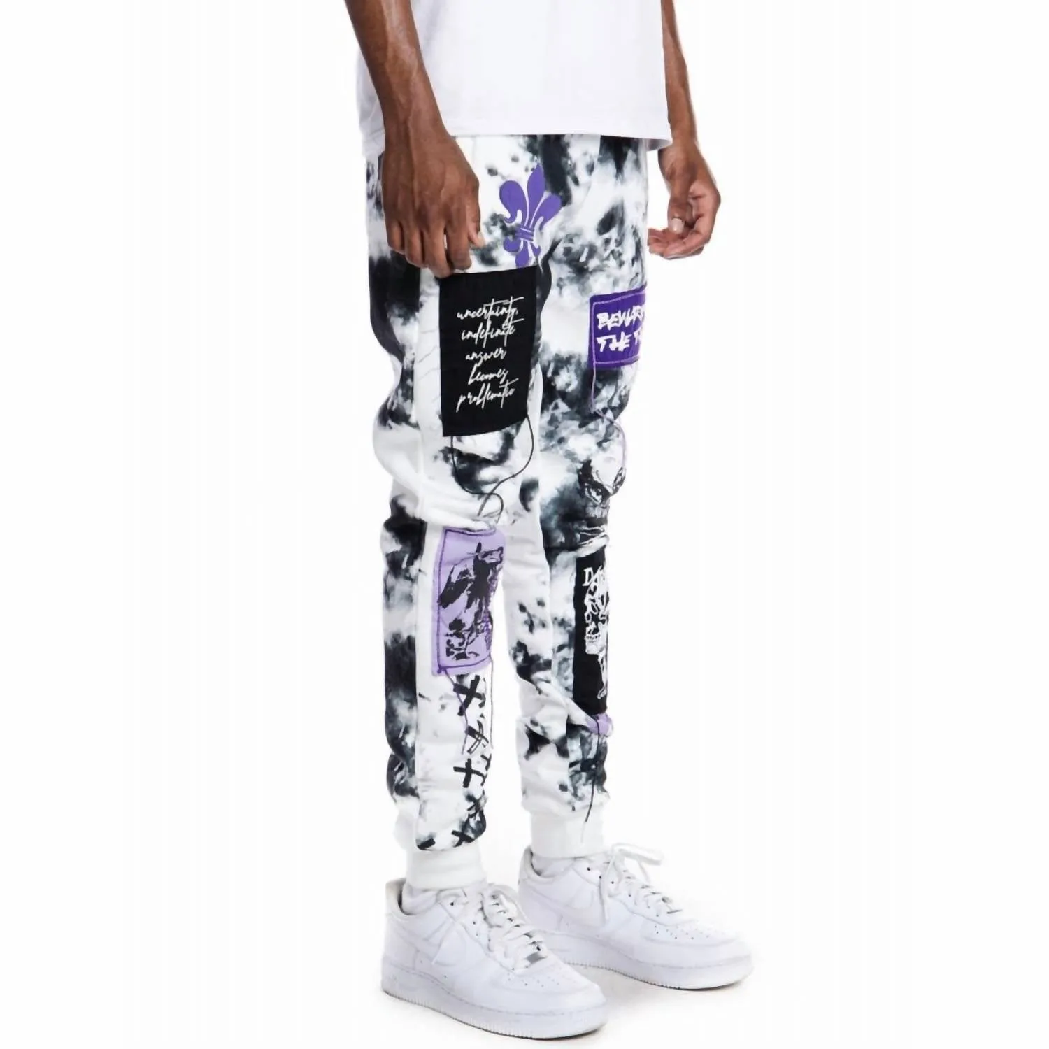 Men's Gothic Fashion Fleece Jogger In Cloud Black