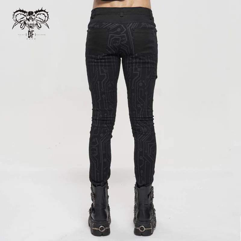 Men's Gothic Slim Fitted Buckle Zipper Pants