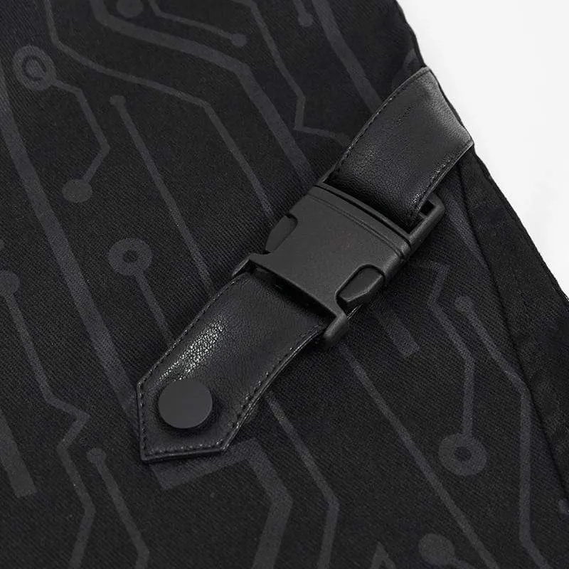 Men's Gothic Slim Fitted Buckle Zipper Pants