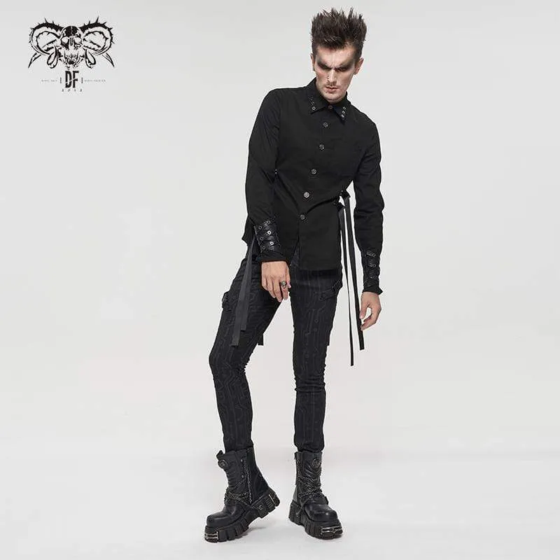 Men's Gothic Slim Fitted Buckle Zipper Pants
