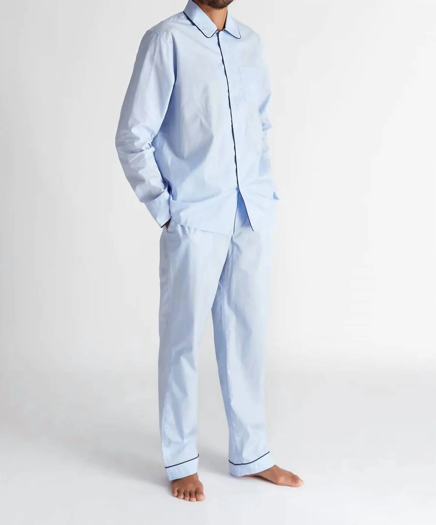 Men's Henry Pajama Set In Light Blue