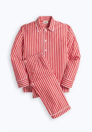 Men's Henry Pajama Set In Red And White Breton Stripe