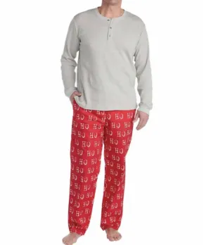 Men’S Ho Ho Ho Pajama Set In Grey/red