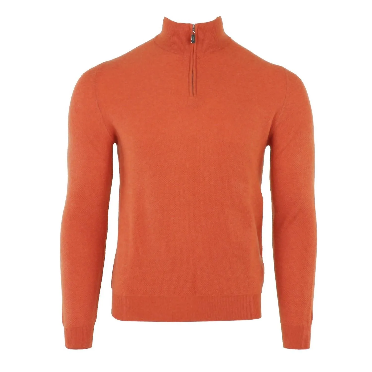 Men's Honeycomb Cashmere Quarter Zip In Rame