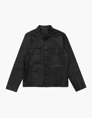 Men's Leather Deck Jacket In Black