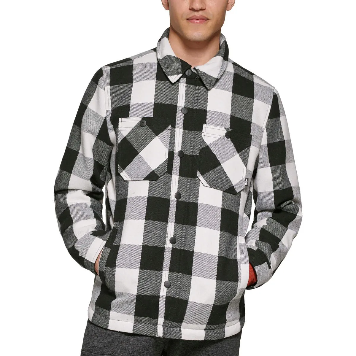 Mens Plaid Polyester Shirt Jacket