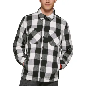 Mens Plaid Polyester Shirt Jacket