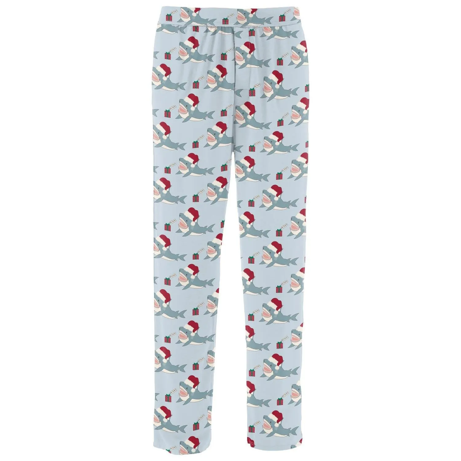 Men's Print Pajama Pants In Illusion Blue Holiday Sharks