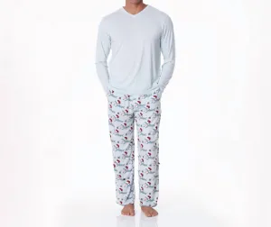 Men's Print Pajama Pants In Illusion Blue Holiday Sharks