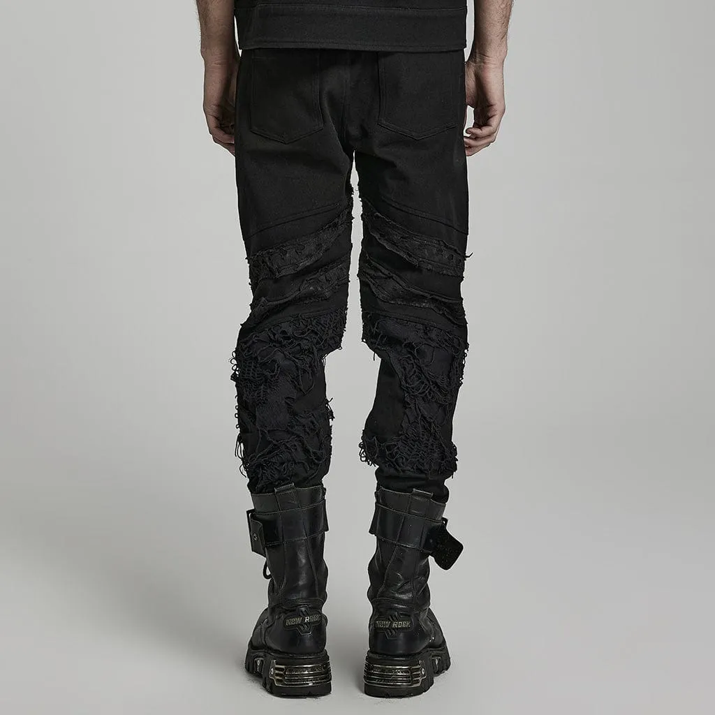 Men's Punk Ripped Splice Pants