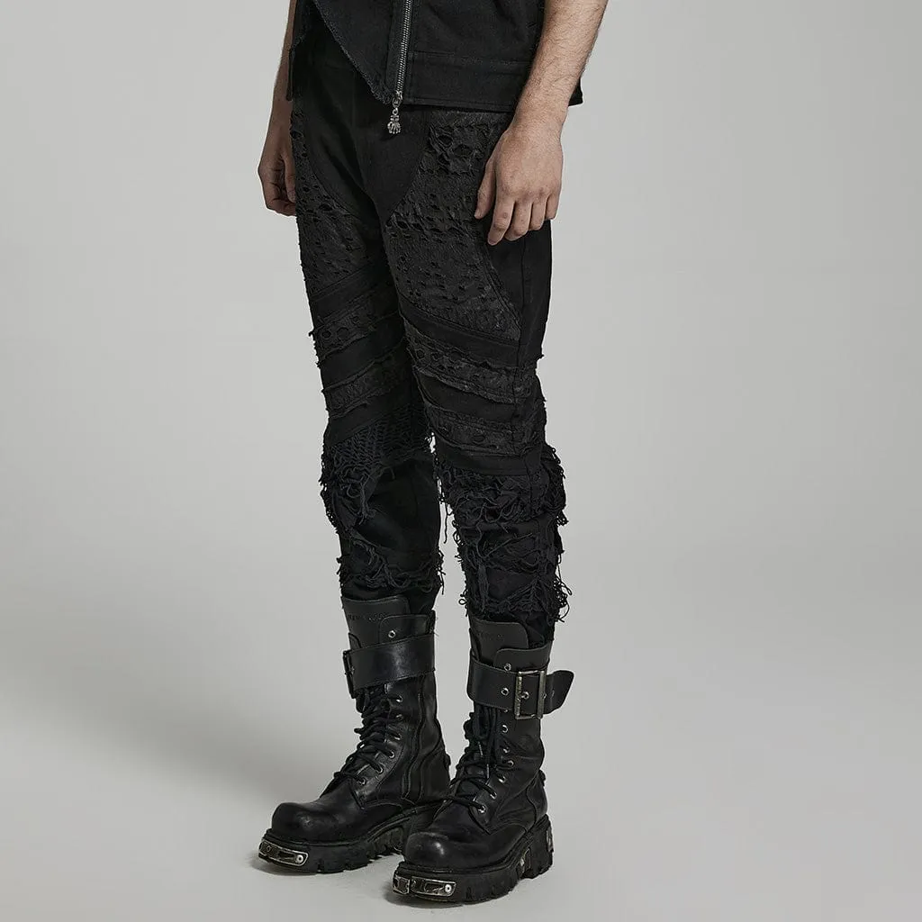 Men's Punk Ripped Splice Pants