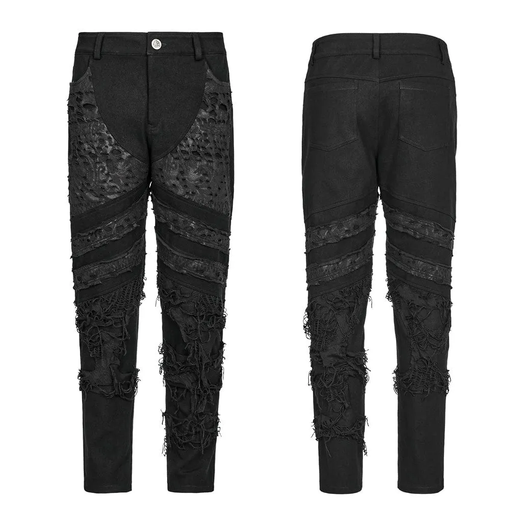 Men's Punk Ripped Splice Pants