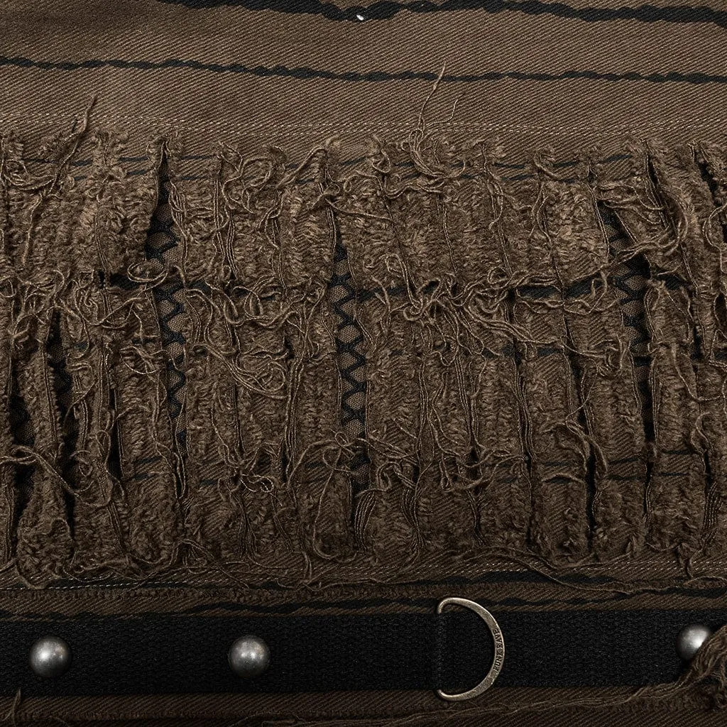 Men's Punk Stripes Ripped Straight Pants