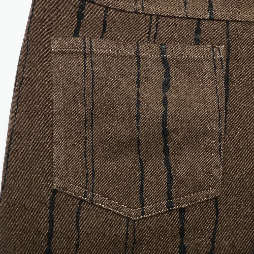 Men's Punk Stripes Ripped Straight Pants