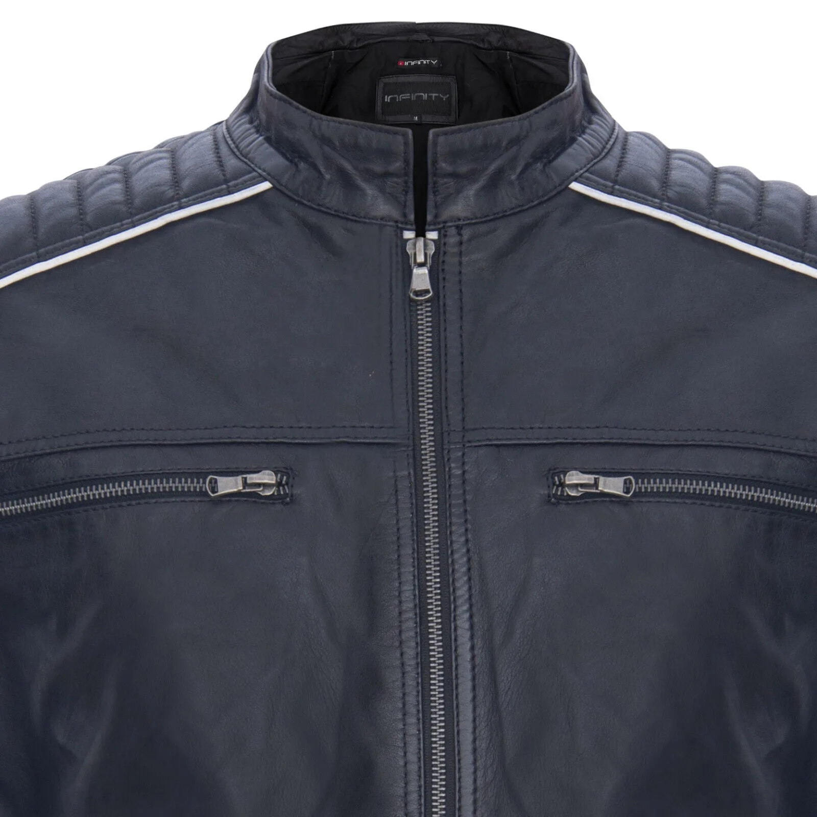 Mens Quilted Leather Racing Jacket-Madrid