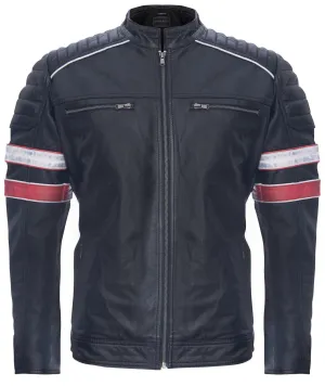 Mens Quilted Leather Racing Jacket-Madrid