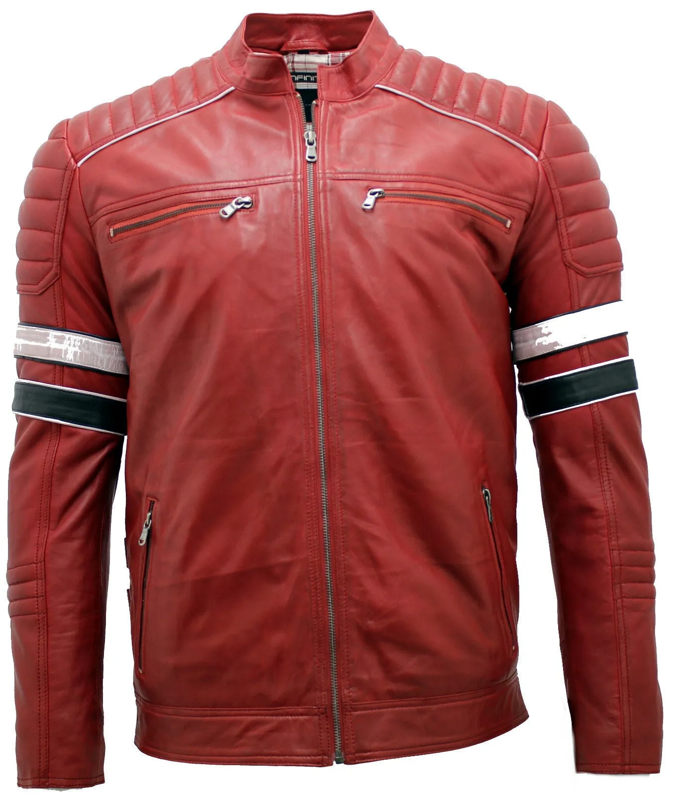 Mens Quilted Leather Racing Jacket-Madrid