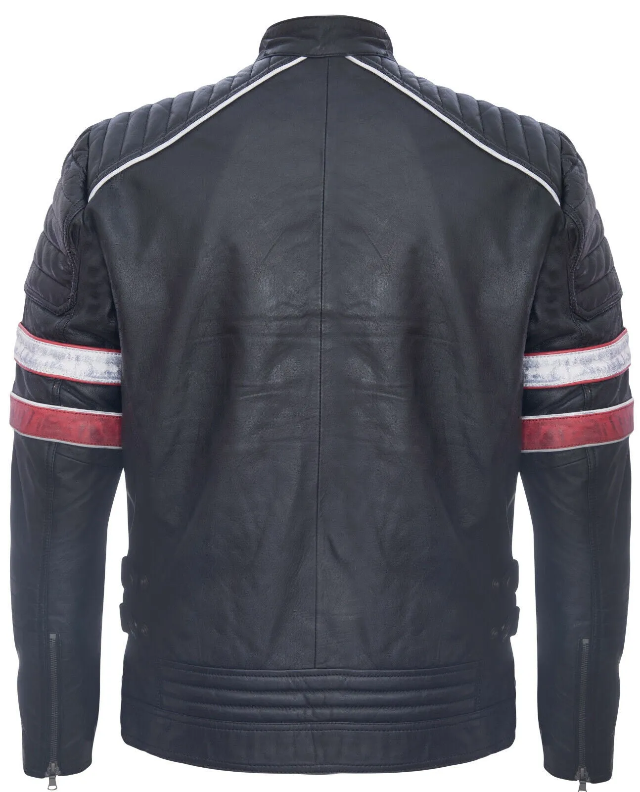 Mens Quilted Leather Racing Jacket-Madrid