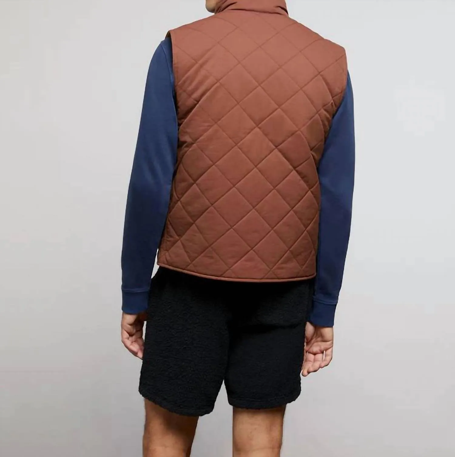 Men's Quilted Twill Vest In Bison
