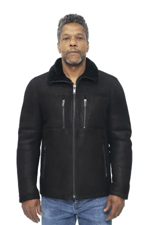 Mens Sheepskin Biker Bomber Jacket-Hungerford